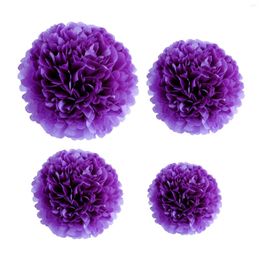 Party Decoration 1pcs Set 7.8inch Purple Paper Hanging Tissue Flowers Pom For Birthday Decorations