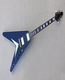 Factory Flying V Black electric guitar with Mahogany Body and neckGold Hardwarerosewood fingerboard can be customized6705764