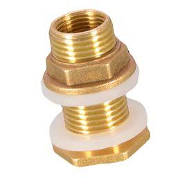 Solid Brass Bulkhead Tank Fitting Straight Female Pipe and Garden Hose Threaded