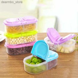 Food Jars Canisters Plain Double Compartment With Lid Food Fruit Sealin Jar Multifunctional Kitchen Refrierator Plastic Storae Box Storae Tool L49