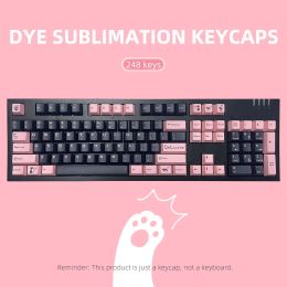 Accessories 248 Keys/Set Magic Cat Cute Girl Animal Custom Keycap for Cherry Profile PBT DyeSub Keycaps Mechanical Keyboard MX Switch DIY