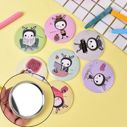 DA39 Cute Dia 7cm Beautiful Mini Pocket Makeup Mirror Cosmetic Compact Metal Mirrors Color Random 240409