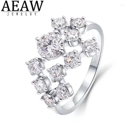 Cluster Rings 1.5ctw 5mm Round Excellent DE Colour Moissanite Engagement Ring 925 Sliver For Women Test Positive