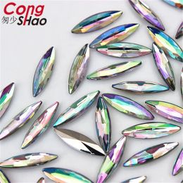 Cong Shao 500PCS 4*15mm Colourful Pointback Horse Eye Stones And crystal Acrylic Rhinestones Trim DIY Costume Accessories YB285