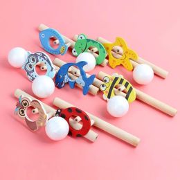 Wooden Ball Toy Blowing Ball Stick W/ 1 Foam Ball for Kiddie Vital Capacity Develop Sport Breath Training Birthday Gift