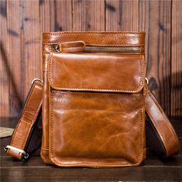 Vintage Fanny Pack Waist Bag for Men Leather Shoulder Bags Outdoor Belt Leg Hip Sacks Man Belt Pouch Cell Phone Pocket for Male