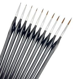 10pcs/set Miniature Paint Brushes, Small Fine Tip Paintbrushes, Micro Detail Paint Brush Set, Triangular Grip Handles Art Brush