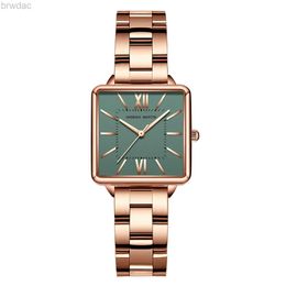 Women's Watches Japan Quartz Movement Green Dial Roman Square Watches Case Stanless Steel Fashion Wristwatch Ladies Rose Gold Watches For Women 240409