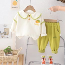 Clothing Sets Kids Set 2024 Spring Baby Girl Clothes 1 To 5 Years Strawberry Turn-down Collar Long Sleeve T-shirts And Pants Girls Outfits