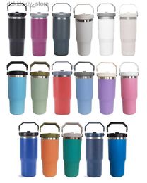 Mugs 30oz Reular Tumbler with Handle Lid 30oz Stainless Steel bi capacity Beer Mu with flip straw Insulated Travel Mu Travel Coffee Mu L49