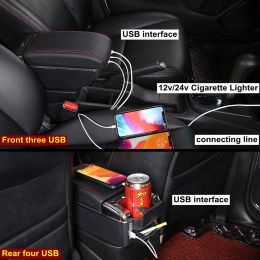 Car Armrest Box For Ford Focus 2 Mk2 2005-2011 Rotatable Center Centre Console Storage With Ashtray Cup holder Retractable USB
