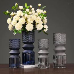 Vases Nordic Glass Vase Flower Aesthetic Hydroponic Vintage Modern Small Luxury Design Ikebana Wazony Home Decoration WK50HP