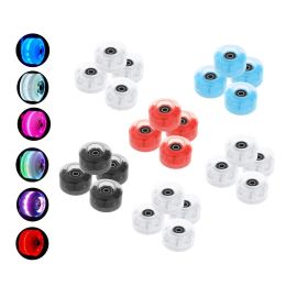 4x LED Quad Roller Skate Wheels Light Up w/ Bearings for Double Row Skating