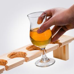 Internet Celebrity Pub Tulip Craft Brew Beer Glass 3 or 4 Pieces Set With Wood Tumbler Holder Steins Pilsner Glasses Cup For Bar