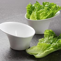 Bowls Ceramic Lettuce Bowl Pure White Salad Creative Tableware Pot Restaurant Oblique Vegetable Bucket