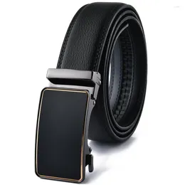 Belts High Quality Men Split Leather Belt Automatic Buckle Work Business Black Cowskin Strap