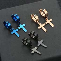 Stud Earrings 2024 Fashion Titanium Steel Personalised Cross Ear Clip Stainless Hip Hop Trendy Jewellery