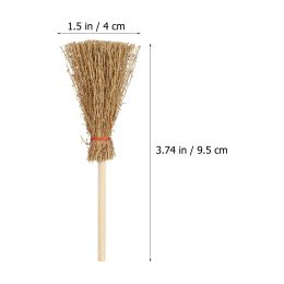 16/24pcs Mini Broom straw Hanging Witches Miniature Prop Brooms Craft Broomstick Small toys for Halloween Party Hanging Decor