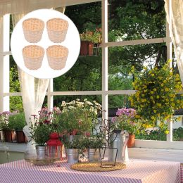 4 Pcs Bamboo Basket Woven Sundries Organiser Hamper Plant Decorative Flower Baskets Storage Indoor