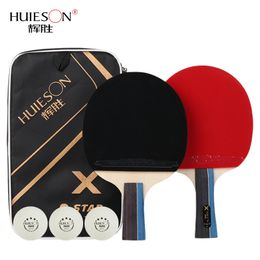 Table Tennis Racket Log Light Professional Glue Pair HUIESON 3-star Double-sided Reverse Glue Table Tennis Match Set No Balls