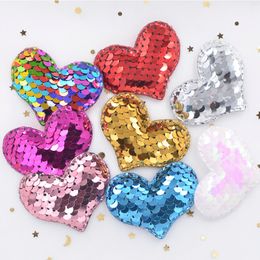 16Pcs Slap-up Glitter Paillette Padded Patches Heart Appliques for Craft Bag Clothes Sewing Supplies DIY Hair Bow Decoration