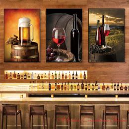 Wine Beer drinks Posters Canvas Painting Vintage Print Picture for Modern Nordic Family Bar Winery Kitchen Wall Art Home Decor