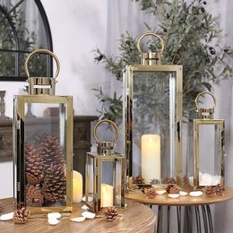 Candle Holders Christmas Glass Holder Large Silver Luxury Light Lanterns Modern Candelabros XF10FL