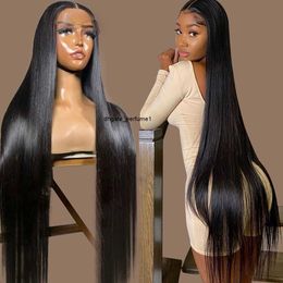 30 Zoll Spitze Frontalperücke Straight HD transparent 13x4 220%Dichte 360 Spitzenfront menschliche Haar Perücke Knochen Straight Human Hair Perücken für Frauen