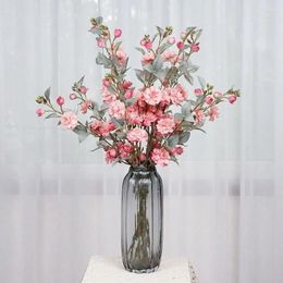 Decorative Flowers 1 Pc Colourful Floral Art Camellia Bouquet Handmade 2 Forks Artificial Flower Home Wedding Table Decoration