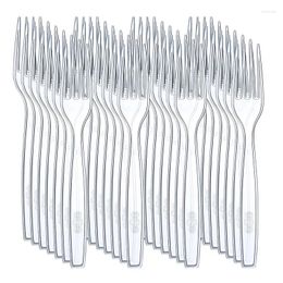 Disposable Flatware 25/50Pcs Large Clear Transparent Cutlery Forks For Party BBQ Sticks Home Food Cake Fruit Fork Tableware