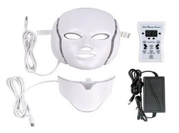 7 Color LED light Therapy face Beauty Machine LED Facial Neck Mask With Microcurrent for skin whitening acne device dhl shipm3799907