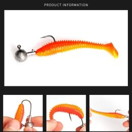 20PCS Fishing Worm Soft Lures Jig Wobblers 5cm 0.7g Easy Shiner For Carp Bass Artificial Double Colours Silicone Swimbait