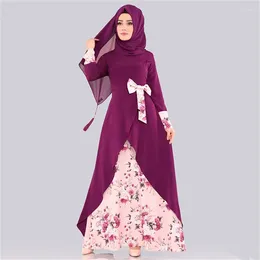 Ethnic Clothing Ramadan Elegant Muslim Women Floral Printed Abaya Dubai Long Maxi Dress Turkey Islamic Robe Gown Arabic Kaftan Vestidos