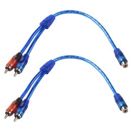 2Pcs Set RCA Audio Cable "Y" Splitter Adapter Computer 1 Female To 2 Males Cord 12 Inch Cables For Home Audio