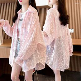 Women's Jackets Pink White Blue Thin Long Sleeved Sun Protection Shirt For 2024 Summer Fashionable Sunscreen Clothing Z955