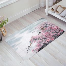 Carpets Plum Blossom Ink Painting Chinese Style Bath Mat Carpet Bathtub Floor Rug Shower Room Doormat Kitchen Entrance Pad Home Decor