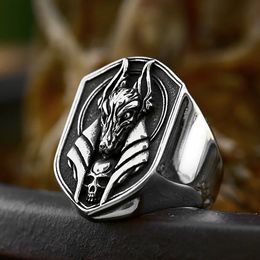 New Design Ancient Egyptian Anubis Rings For Men 14K Gold Solid Mens Skull Ring Cool Punk Vintage Jewellery Gift