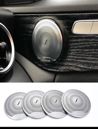 2019 4pcs For Mercedes Benz Car o Speaker Car Door Loudspeaker Trim Cover 2015-2018 C Class W205/GLC 2016-2018 E-Class Stainless steel4650778