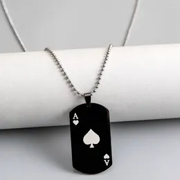 Pendant Necklaces Hip Hop Fashion Stainless Steel Necklace Personality Black White Heart A Poker For Trendy Men Women