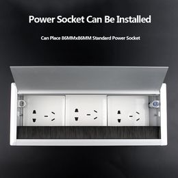 1Pcs Socket Cable Box Flip Aluminum Alloy Desktop Cable Box Socket Box For Office Desk USB Socket Hidden Box Wire Hole Covers