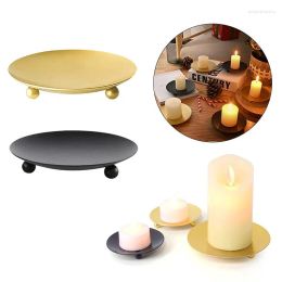 Candle Holders 1 Pcs Home Decoration Craft Holder Black Gold Iron Art Round Creative Modern Romantic Cup 0409