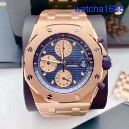 AP Tourbillon Wristwatch Royal Oak Offshore Series 26238OR Rose Gold Blue Dial Mens Fashion Leisure Business Sports Machinery Chronograph Watch