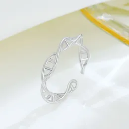 Cluster Rings Unique S925 Silver DNA Intertwined Open Ring For Women