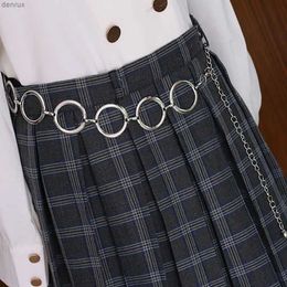 Belts Luxury Fashion Women Metal Chain Belt Designer Brand Large Metal Ring Waist Strap Dress Coat Skirt Lady Decorative WaistbandL240409