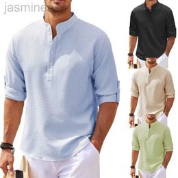 Men's Casual Shirts 2024 New Men stand collar shirt T-shirt mens Long sleeve Top men Long sleeve Top men shirt S-5XL 24410