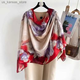 Scarves Spring Scarf Womens Luxury Design Scarf Silk Smooth Scarf Soft Muslim Headband Shawl Beach 85x180cm240409GQIT