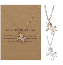 New Fashion Women Unicorn Horse Pendant Necklace Plating Chain Choker Christmas Jewellery Lovely Gift 2269624