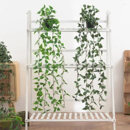 Decorative Flowers Weatherproof Artificial Maintenance-free Plants Realistic Hanging Scindapsus Leaf Plant For Indoor