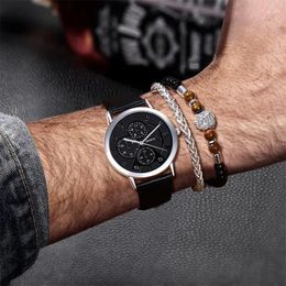Wristwatches Luxury Mens Business Quartz Watch Fashion Men Calendar Watches Male Casual Bracelet Wristwatch Set