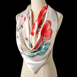 Scarves 2022 Fashion Silk Scarf Satin Bandana Women Square Head Scarves Ink Print Lady Big Foulard Neck Scarfs Female Hijab240409